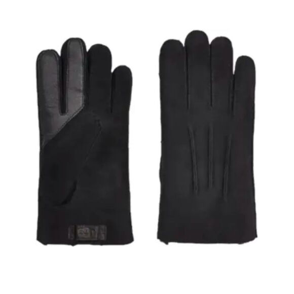 NWT UGG Contrast Sheepskin Men's Black Suede Gloves - Picture 1 of 5